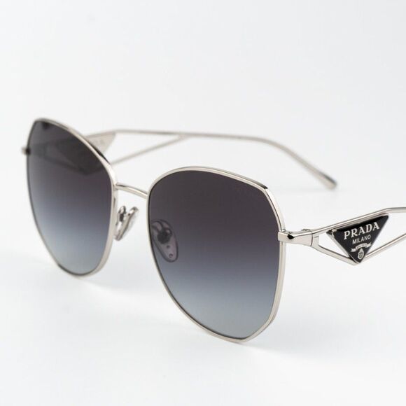 Prada Women Sunglasses Silver Grey Gradient Geometric PR57YS 1BC5D1 BRAND NEW - Picture 5 of 13